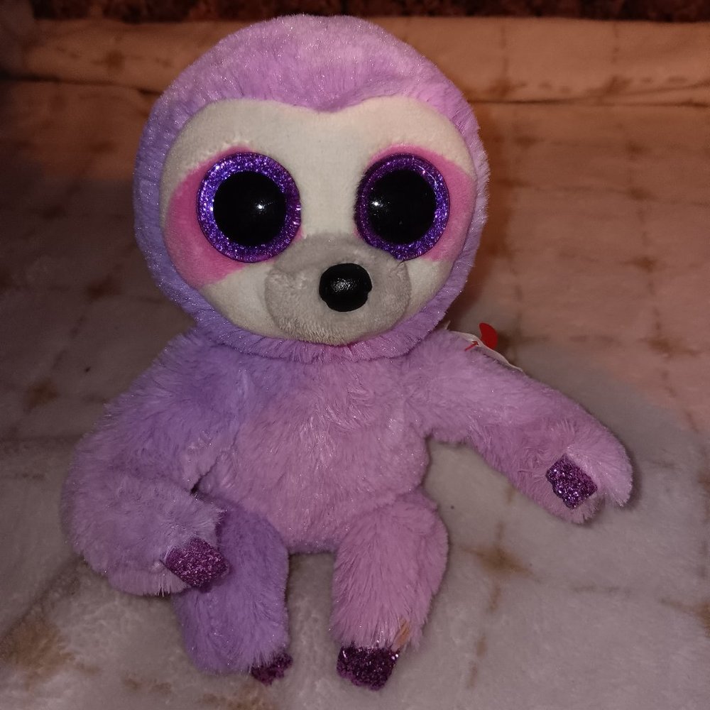 TY Beanie Boos BIG EYED DREAMY THE PINK & PURPLE SLOTH 6" Plush STUFFED ANIMAL